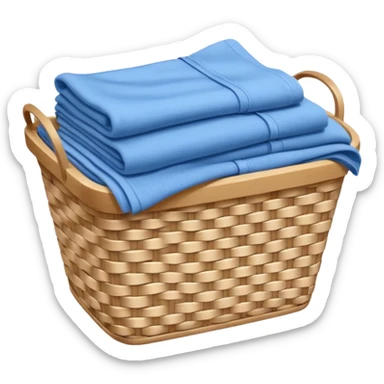 white LAUNDRY BASKET WITH FOLDED blue CLOTHES sticker