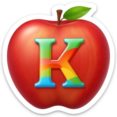apple with colorful vitamin letters A B C around sticker