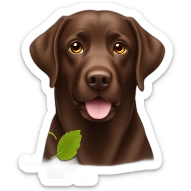 Chocolate labrador playing with leaves sticker