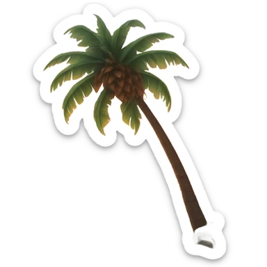 Ocean with orange sunset and palm tree sticker