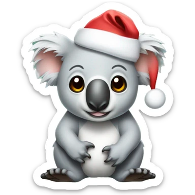 Koala with a Santa hat sticker