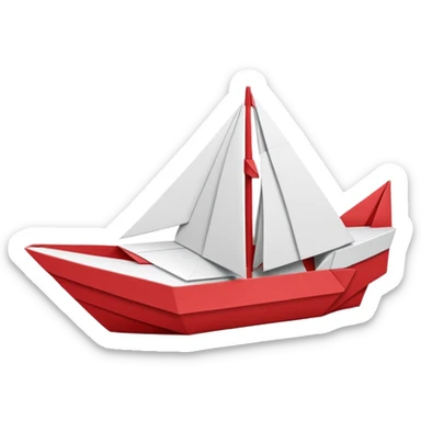 un bateau rouge et blanc en origami sticker