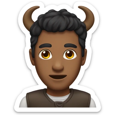 Make some horns in q brown dude with black hair  sticker