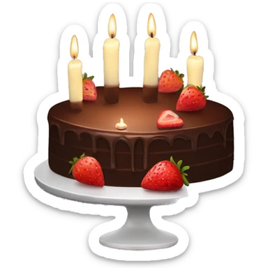 chocolate cake with strawberry and candles sticker