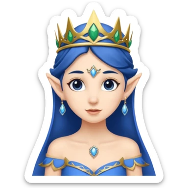 elf woman wearing tiara and blue cloathing dark hair sticker