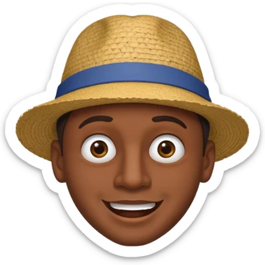 homme créole réunionnais  étonné  avec chapeau sticker