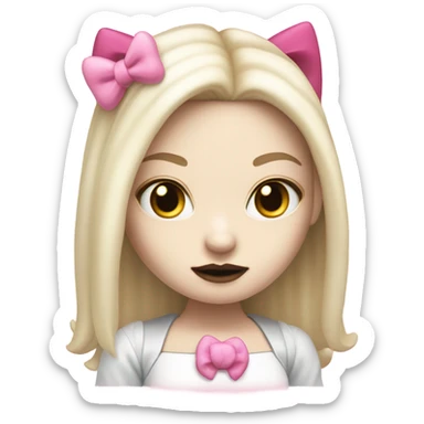 Cute pale vampire hello kitty girl split dye blonde and pink hair sticker
