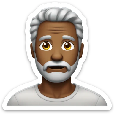 Brown skin man with gray hair, full gray beard ad he looka stressed sticker