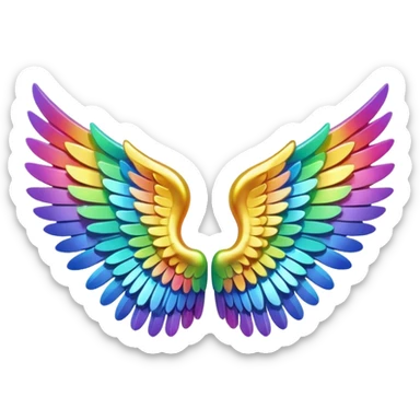 A 3d not too detailed rainbow prismatic angel wing sticker