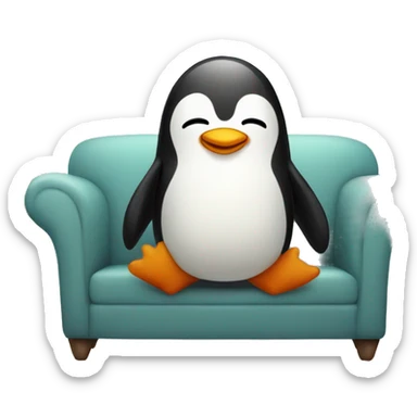 Cute penguin on sofa sticker