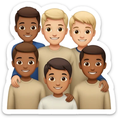 7 boys standing together as a group sticker
