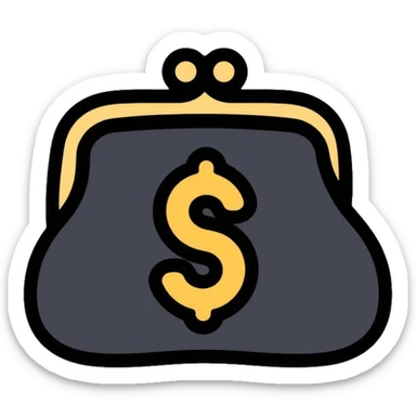 black purse with dollar symbol on it sticker