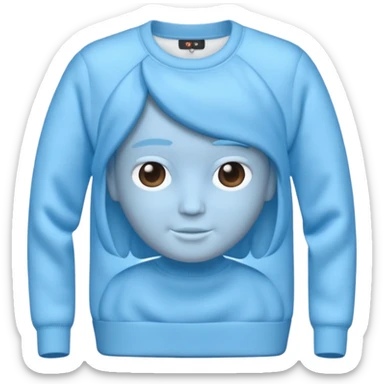 sky-blue sweater with light fabric folds and soft shading, casual style, Memoji-style rendering. sticker