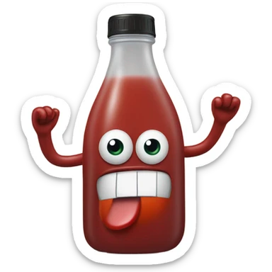 a ketchup bottle man with a surprised face  sticker
