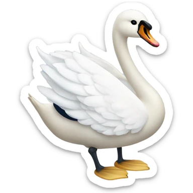 White swan with a navy blue bow sticker