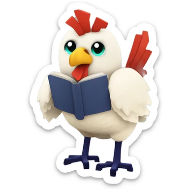 minecraft Chicken with book and the text lore sticker