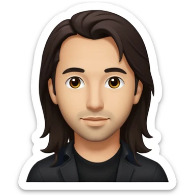 Howie Dorough with dark brown long hair, black shirt sticker