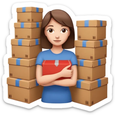 Woman with armful of boxes












 sticker