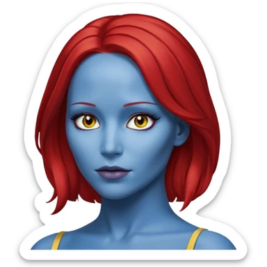 jennifer lawrence x-men mystique red sleek back hair yellow eye  sticker