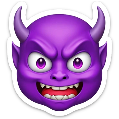 Purple devil with a pleading face sticker