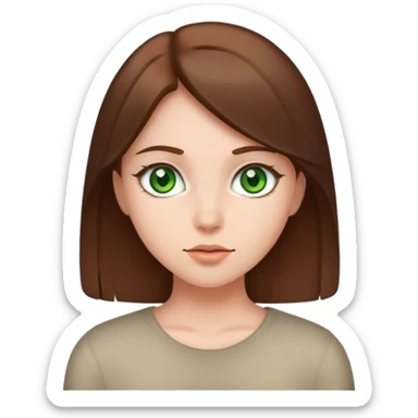 Girl with straight brown hair and green eyes sticker