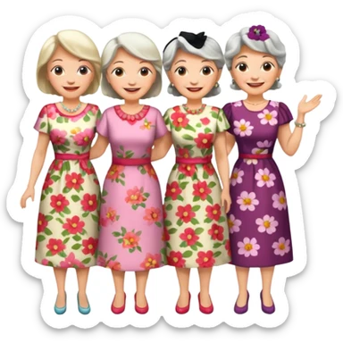 4 older ladies sticker