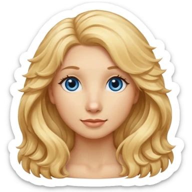 Long, straight, blonde hair, blue eyed woman.   Wavy, blonde goldendoodle sticker