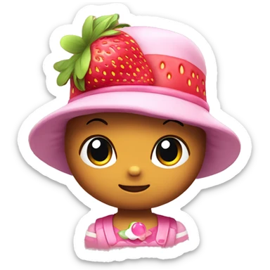 Hello kitty with a strawberry hat sticker