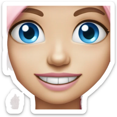 Pink smiling cute girly heart blue eyes sticker