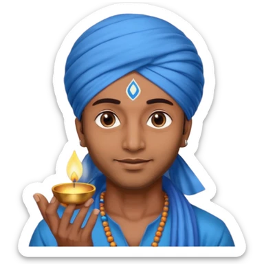 diwali man with blue turban and diwali sticker