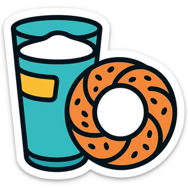 color outline icon of ayran and simit together sticker