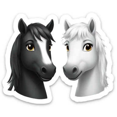 Two black and white ponies sticker