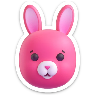 pink rabbit, shiny, rounded edges, 3D emoji style sticker
