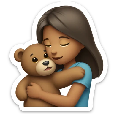 Little girl hugging bear sticker
