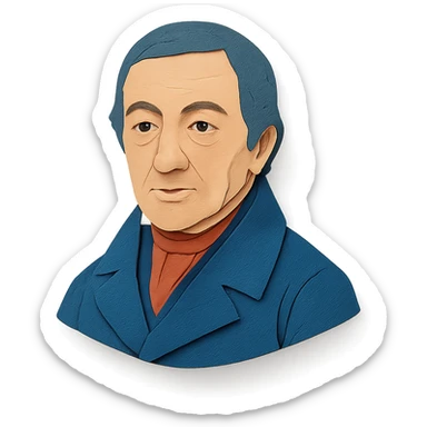 portrait of Robert Owen in paper craft style sticker