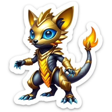 Shiny Epic Edgy Cool Colorful Vibrant Modern Vernid-Protogen-creature-animal, full body sticker