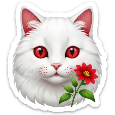 Cat sniffing flower with eye closed sticker