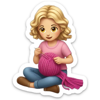 girl knitting sticker
