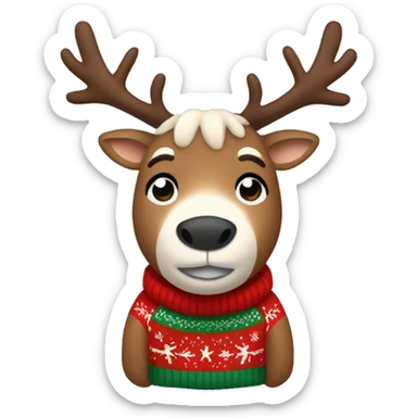 Reindeer wearing a Christmas sweater  sticker