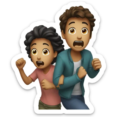 two scared friends escaping sticker