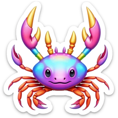 a simple stylised crab with a unicorn horn sticker
