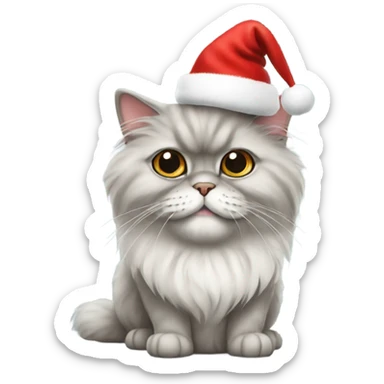 Persian cat wearing christmas hat sticker