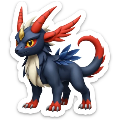 Handsome cool badass edgy Absol-Litten-Guilmon-Giratina-Pokémon-Fakémon-fusion-hybrid-creature sticker