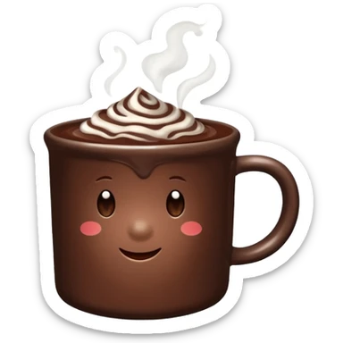 hot chocolate in a mug, steam rising sticker