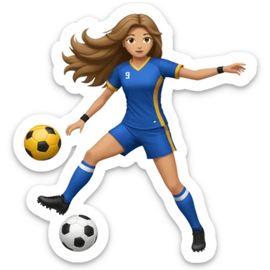 Long Haired Football Players, Female player, full body kick ball sticker