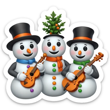 Snowmen with Musical Instruments sticker