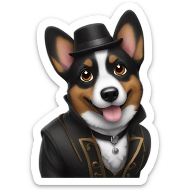 Black corgi wearing Sherlock holmes costume sticker