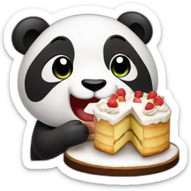 Un panda qui mange un gateau sticker