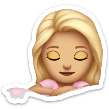 girl sleeping pink sheets bed blonde hair sticker