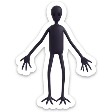 emoji of a black silhouette creature, no face, exaggeratedly long arms and legs, scary and ominous, no text sticker